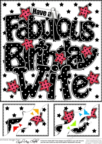 8 x 8 Have a Fabulous Birthday WIFE Scalloped corner Topper
