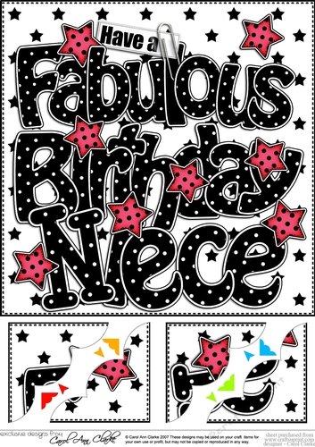 8 x 8 Have a Fabulous Birthday NIECE Scalloped corner Topper