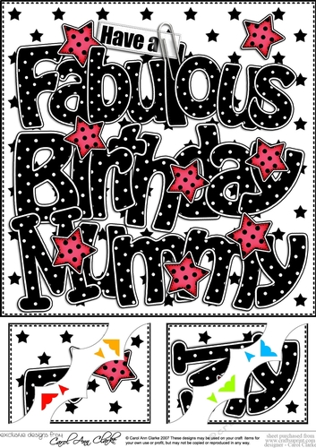 8 x 8 Have a Fabulous Birthday MUMMY Scalloped corner Topper
