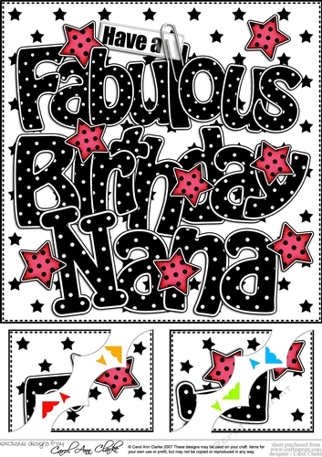 8 x 8 Have a Fabulous Birthday NANA Scalloped corner Topper