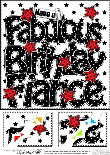 8 x 8 Have a Fabulous Birthday FIANCE Scalloped corner Topper
