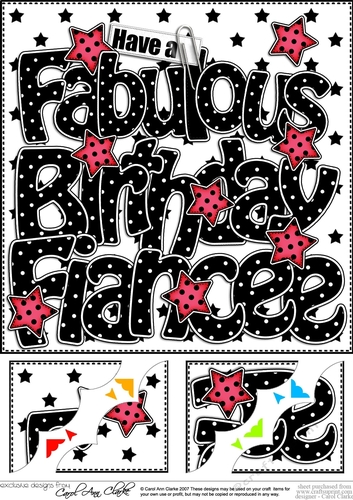8 x 8 Have a Fabulous Birthday FIANCEE Scalloped corner Topper