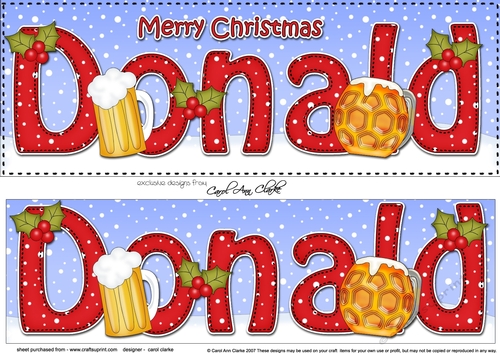 Large DL Merry Christmas DONALD 3D decoupage
