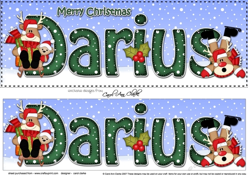 Large DL Merry Christmas DARIUS 3D decoupage