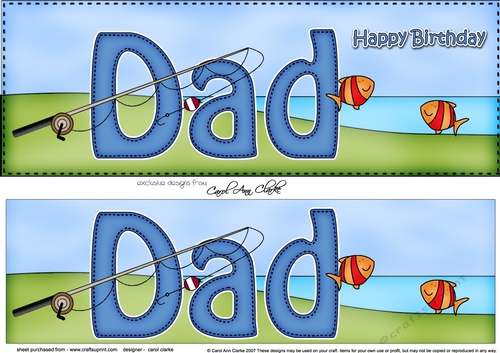 Large DL Happy Birthday DAD 3D decoupage with Fishing