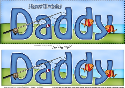 Large DL Happy Birthday DADDY 3D decoupage with Fishing