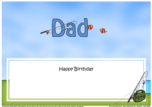 Large DL Happy Birthday DAD insert with Fishing