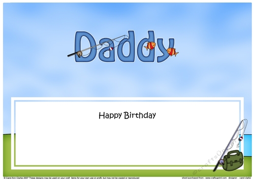 Large DL Happy Birthday DADDY insert with Fishing