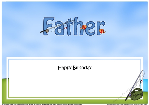 Large DL Happy Birthday FATHER insert with Fishing