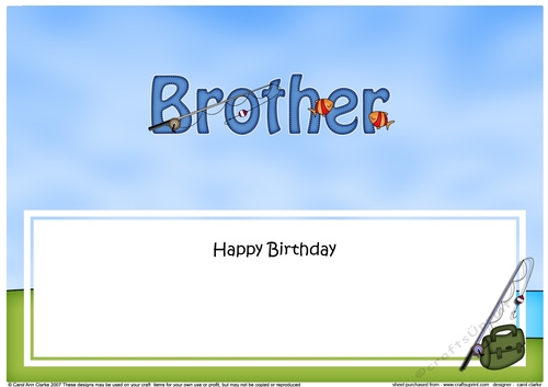 Large DL Happy Birthday BROTHER insert with Fishing