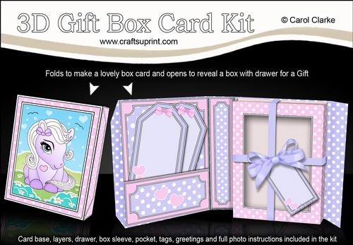 3D Cute Little Pony Gift Box Card Kit 3d Decoupage