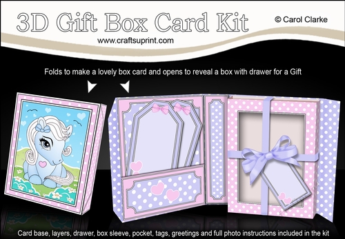3D Cute Little Pony Gift Box Card Kit 3d Decoupage