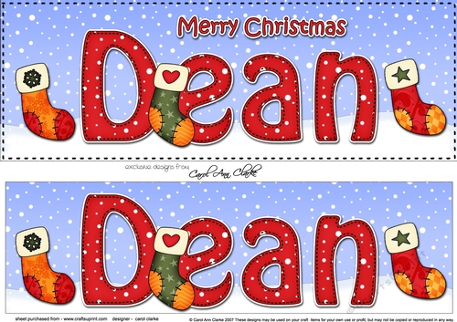 Large DL Merry Christmas DEAN 3D decoupage