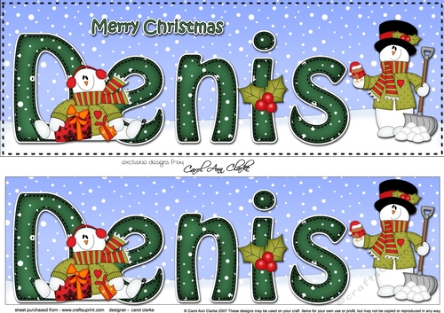 Large DL Merry Christmas DENIS 3D decoupage