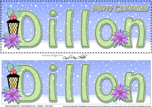 Large DL Merry Christmas DILLON 3D decoupage