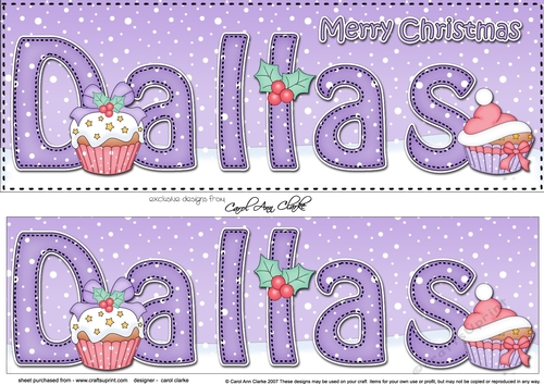Large DL Merry Christmas DALLAS 3D decoupage