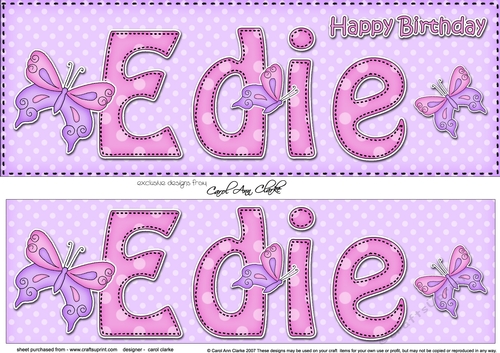 Large DL Happy Birthday EDIE 3D decoupage
