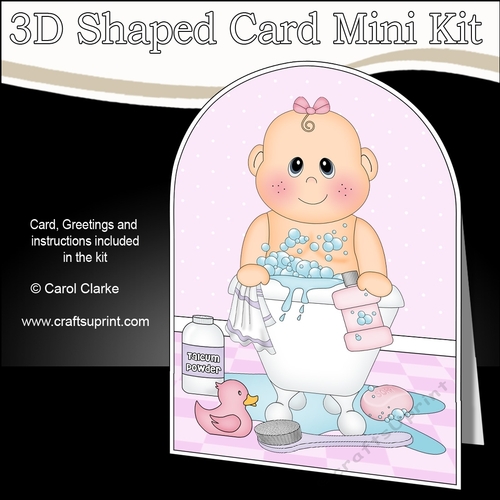3D Shaped Card Kit - Bathtub Buddies - Cute Little Baby Girl