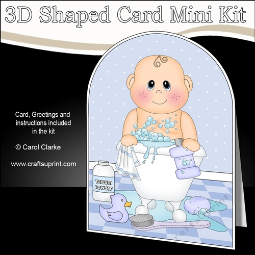 3D Shaped Card Kit - Bathtub Buddies - Cute Little Baby Boy