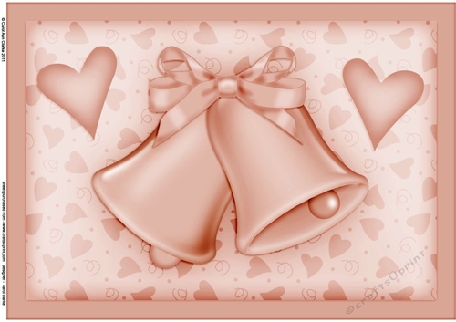 A4 Romantic Wedding Bells Card Topper