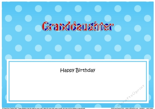 Large DL Happy Birthday GRANDDAUGHTER insert UK Union Jack