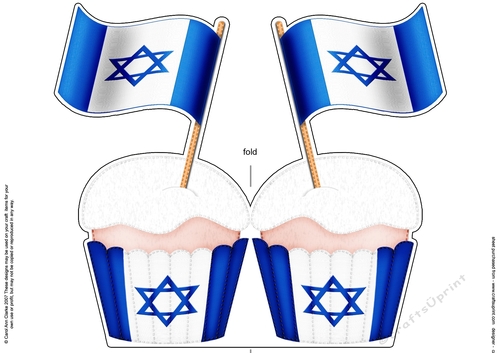 Flying the Flag Israel Cupcake Felties Shaped Card