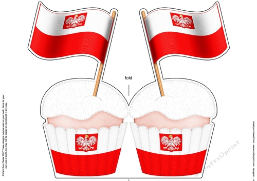 Flying the Flag Poland Cupcake Felties Shaped Card