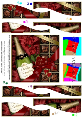 Husband Anniversary Champers, Chocs & Roses Wavy Spiral Side Stacker