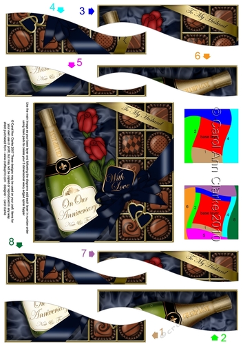 Husband Anniversary Champers, Chocs & Roses Wavy Spiral Side Stacker