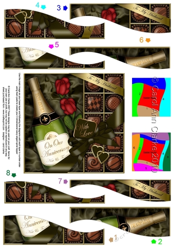 Husband Anniversary Champers, Chocs & Roses Wavy Spiral Side Stacker