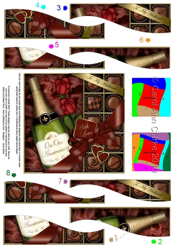 Husband Anniversary Champers, Chocs & Roses Wavy Spiral Side Stacker