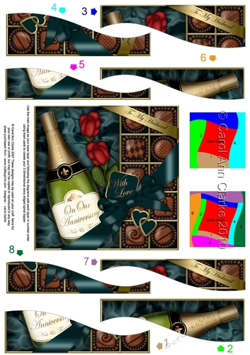 Husband Anniversary Champers, Chocs & Roses Wavy Spiral Side Stacker