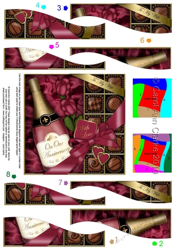 Wife Anniversary Champers, Chocs & Roses Wavy Spiral Side Stacker
