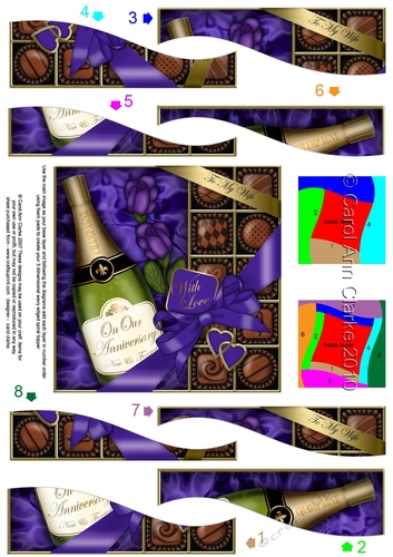 Wife Anniversary Champers, Chocs & Roses Wavy Spiral Side Stacker