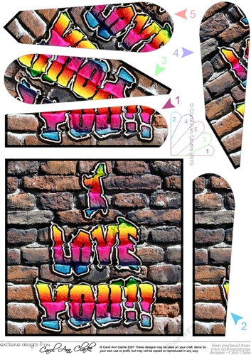 Graffiti I Love You Fan Pyramage Topper