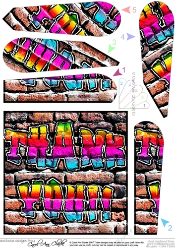 Graffiti Thank You Fan Pyramage Topper