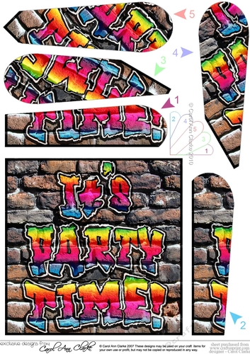 Graffiti Its Party Time Fan Pyramage Topper
