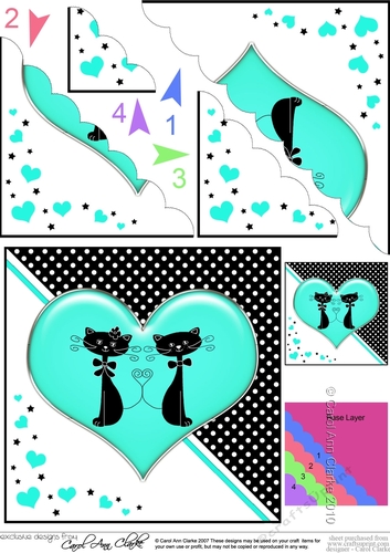 Kool Kats Purrfect Love Scallop Corner side stacker Topper