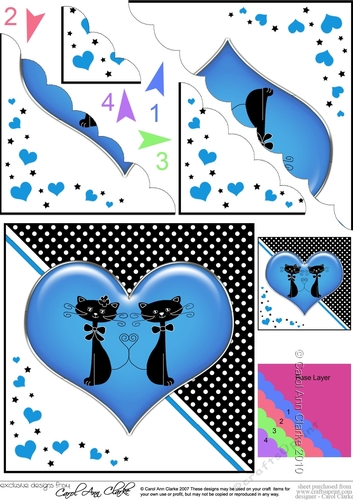 Kool Kats Purrfect Love Scallop Corner side stacker Topper