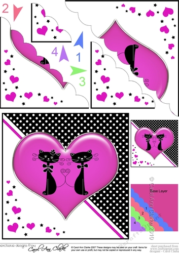 Kool Kats Purrfect Love Scallop Corner side stacker Topper