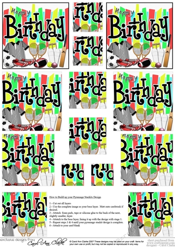 Birthday Sports and Games Pyramage sheet