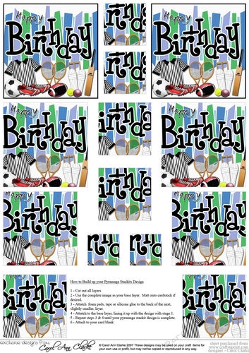 Birthday Sports and Games Pyramage sheet