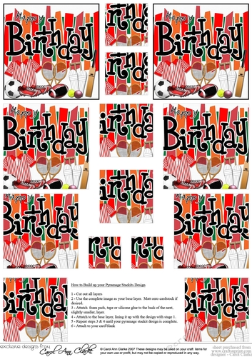 Birthday Sports and Games Pyramage sheet