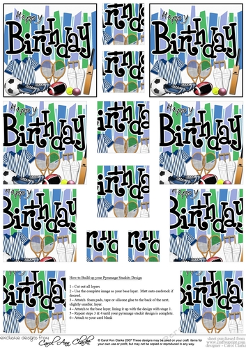 Birthday Sports and Games Pyramage sheet