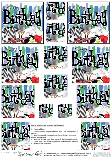 Birthday Sports and Games Pyramage sheet