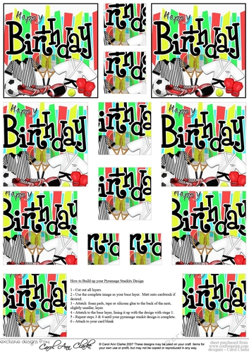 Birthday Sports and Games Pyramage sheet