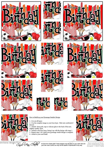 Birthday Sports and Games Pyramage sheet