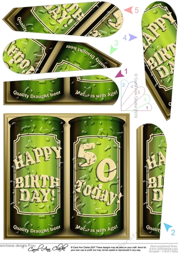 Happy Birthday 50 Today! Cans of Beer Fan Pyramage Topper