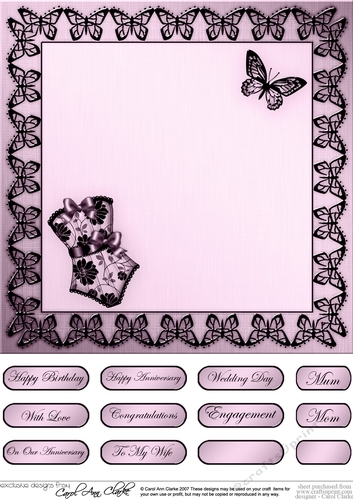 8 x 8 Quick Card Topper - Elegant Boudoir 