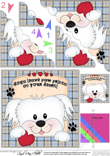 Scalloped Corner Stacker - Dogs Leave Paw Prints - Bichon Frise Dog Maxie